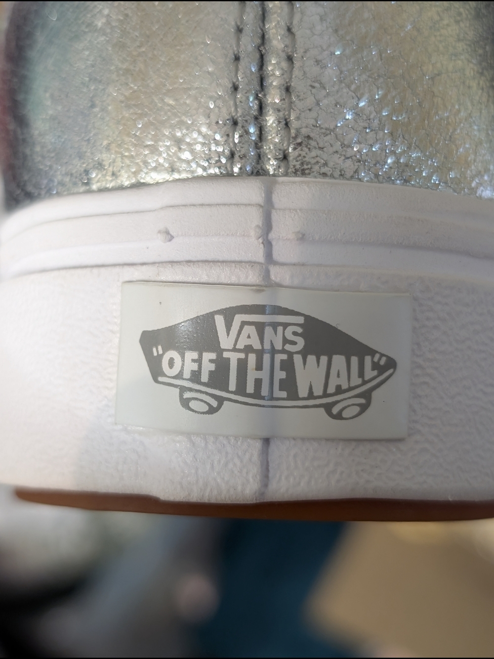 NEW Vans Women's Metallic Silver Low-Top Sneakers - Picture 3 of 4